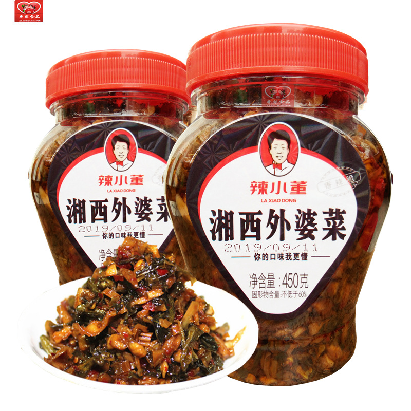 湖南特产湘西外婆菜正宗下饭菜450gx2瓶装即食酱菜香辣萝卜干咸菜