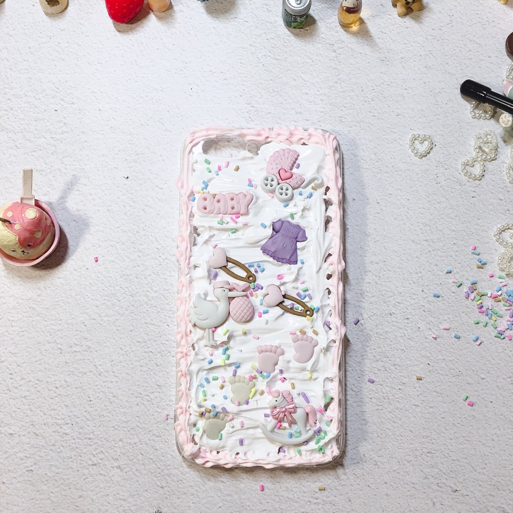 iphone11/xs/xr/8/7/6s/华为p30梦幻公主手工全包奶油胶diy手机壳