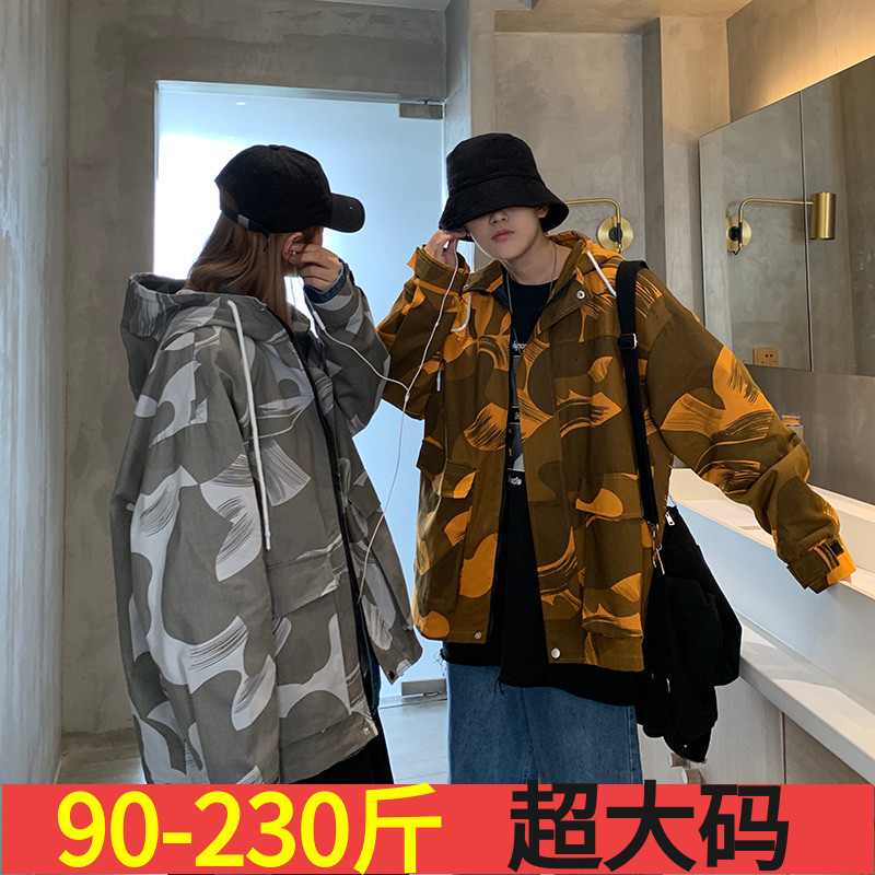 胖mm秋冬超大碼情侶工裝夾克男女潮流迷彩港風寬松外套200斤胖子在類目 男裝, 夾克中 - 來自Buy2taobao.com提供專業的淘寶代購服務