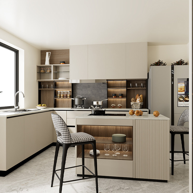 欧铂丽整体厨房橱柜定制石英石台面现代极简家用岛台厨柜 预付金