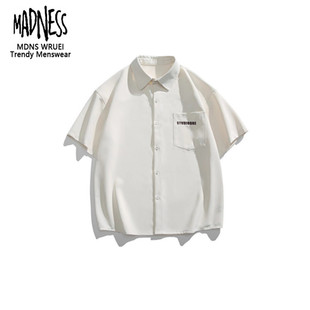 MADNESS MDNS WRUEI SHIRT余文乐潮牌工装印花衬衫百搭短袖衬衣男