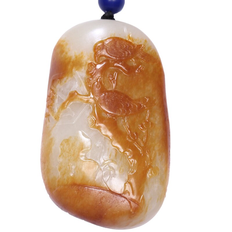 玉雕名家高守亮作品和田玉喜上眉梢把件 162.15g