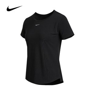 耐克夏季新款女子短袖T恤圆领黑色健身运动服体恤DD0619-010