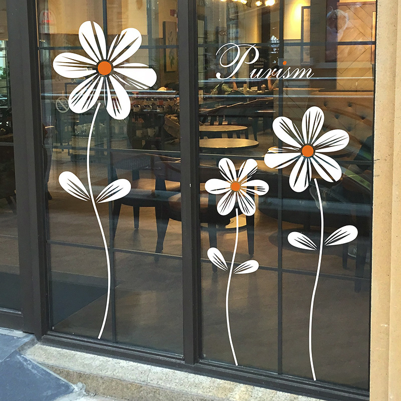 花店女装店铺装饰创意玻璃门贴橱窗店面门市贴花自粘咖啡厅贴纸画