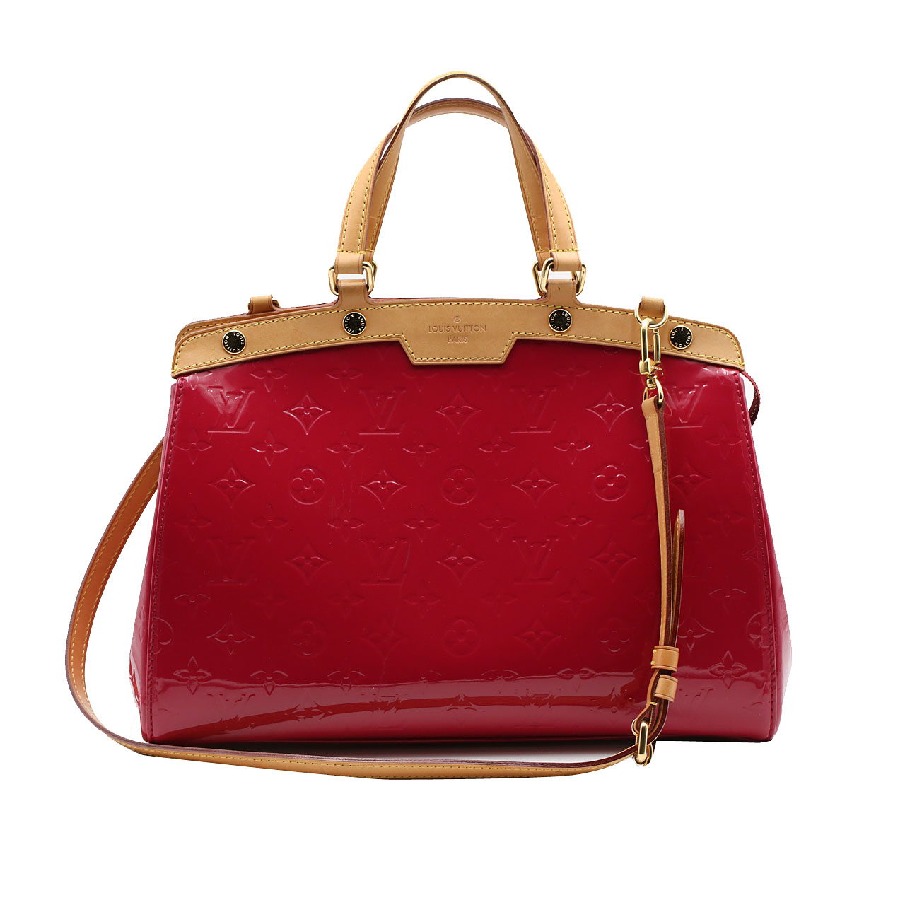 [9.5新]路易威登lv女款brea红色漆皮单肩手提包