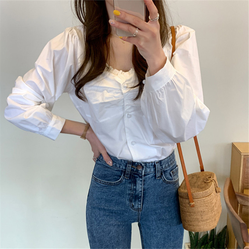 French Retro Wood ear jacket V. a doll shirt Korean Edition Self cultivation have cash less than that is registered in the accounts Western style puff sleeve shirtin the Women's clothing/Boutique , Shirt category - from Buy2taobao.com to provide professional Taobao agent buy service