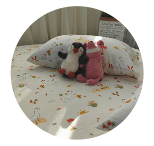 草莓猫｜柔软亲肤小猫全棉双层纱床单单件儿童褥套床垫套可定做