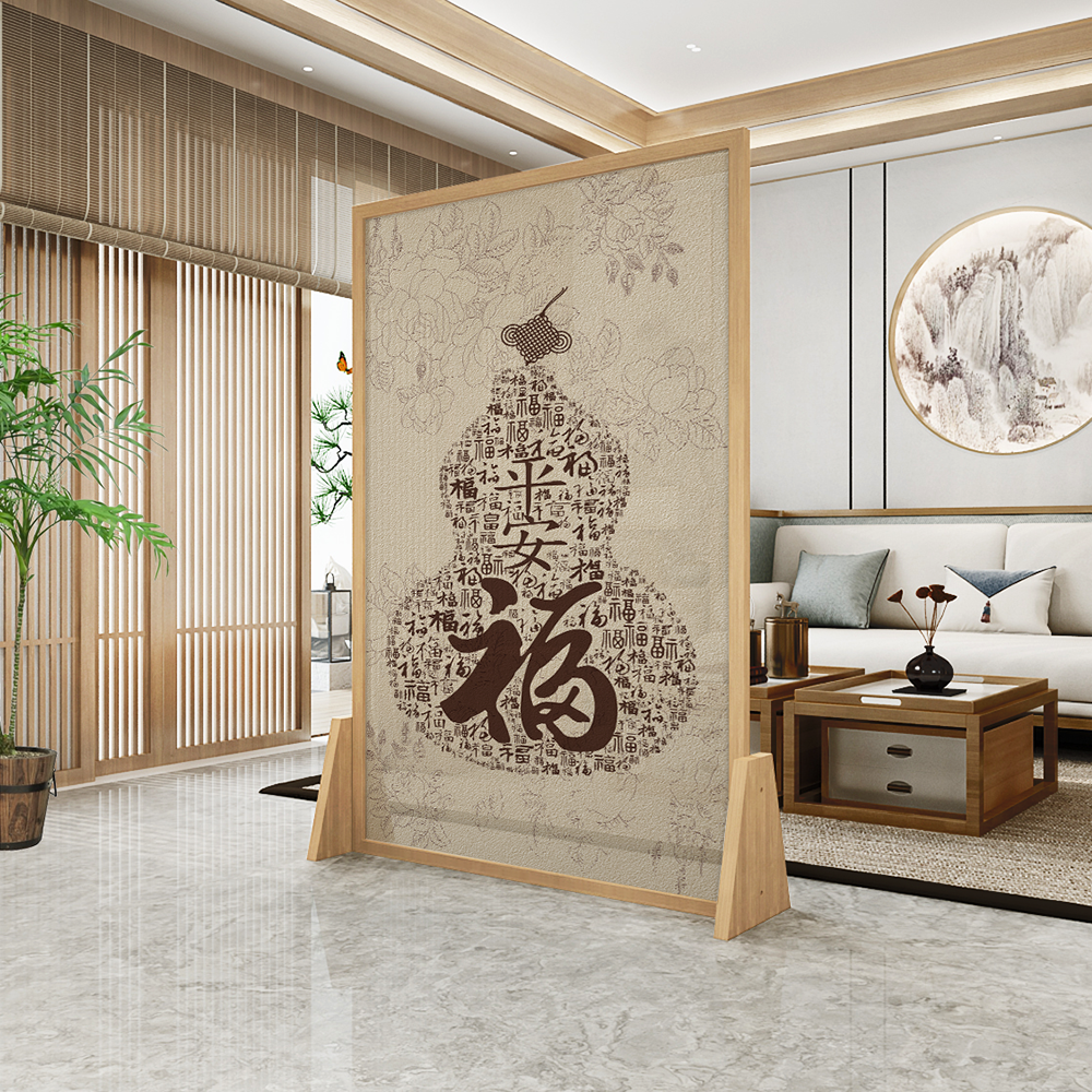 新中式茶室屏风现代玄关隔断客厅实木卧室进门遮挡墙移动葫芦座屏