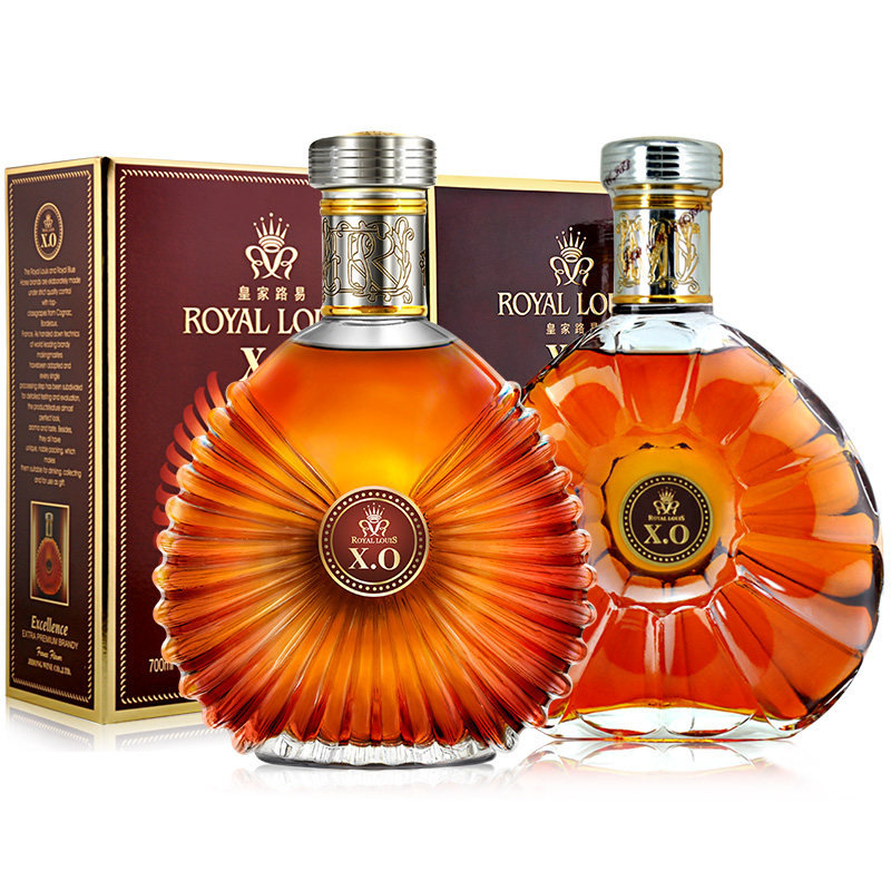 皇家路易xo洋酒白兰地40度婚宴洋酒烈酒700ml*2洋酒礼盒送礼收藏