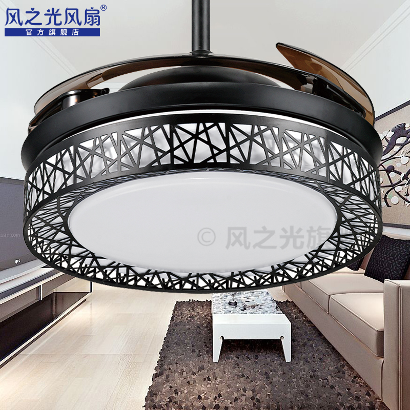 风之光隐形扇美式风扇灯现代简约时尚黑白色客厅鸟巢设计吊灯LED在类目 生活电器, 吊扇中 - 来自Buy2taobao.com提供专业的淘宝代购服务