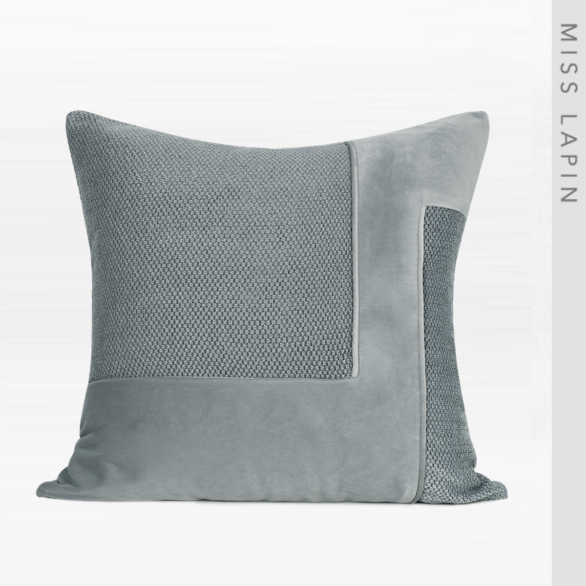 澜品样板间软装卧室床头靠垫靠枕抱枕套现代灰色三块拼接方枕腰枕