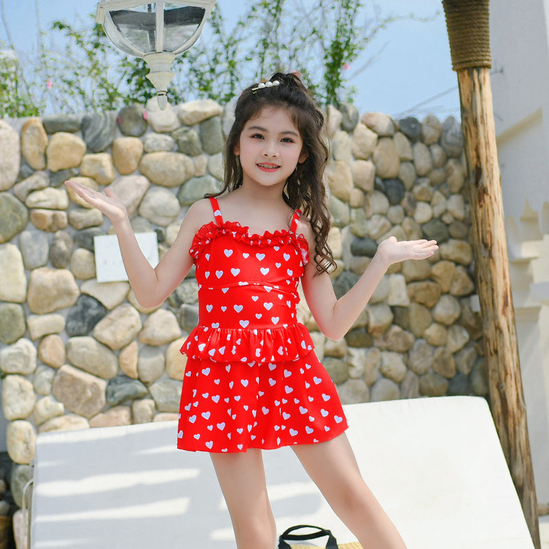 儿童泳衣女孩中大童连体泳衣小公主可爱韩国裙式泳衣小孩泳衣宝宝