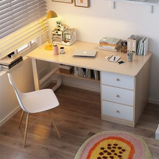 电脑桌台式家用简易办公桌现代简约带抽屉书桌女孩卧室学生写字桌