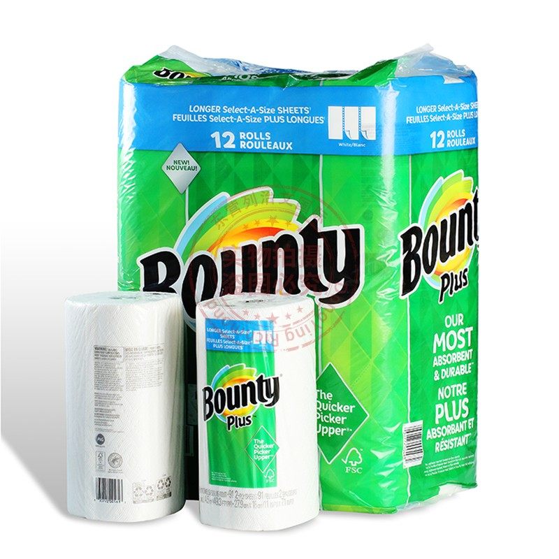 现货宝洁厨房纸巾进口帮庭bounty92片12卷美国吸油纸正品懒人抹布