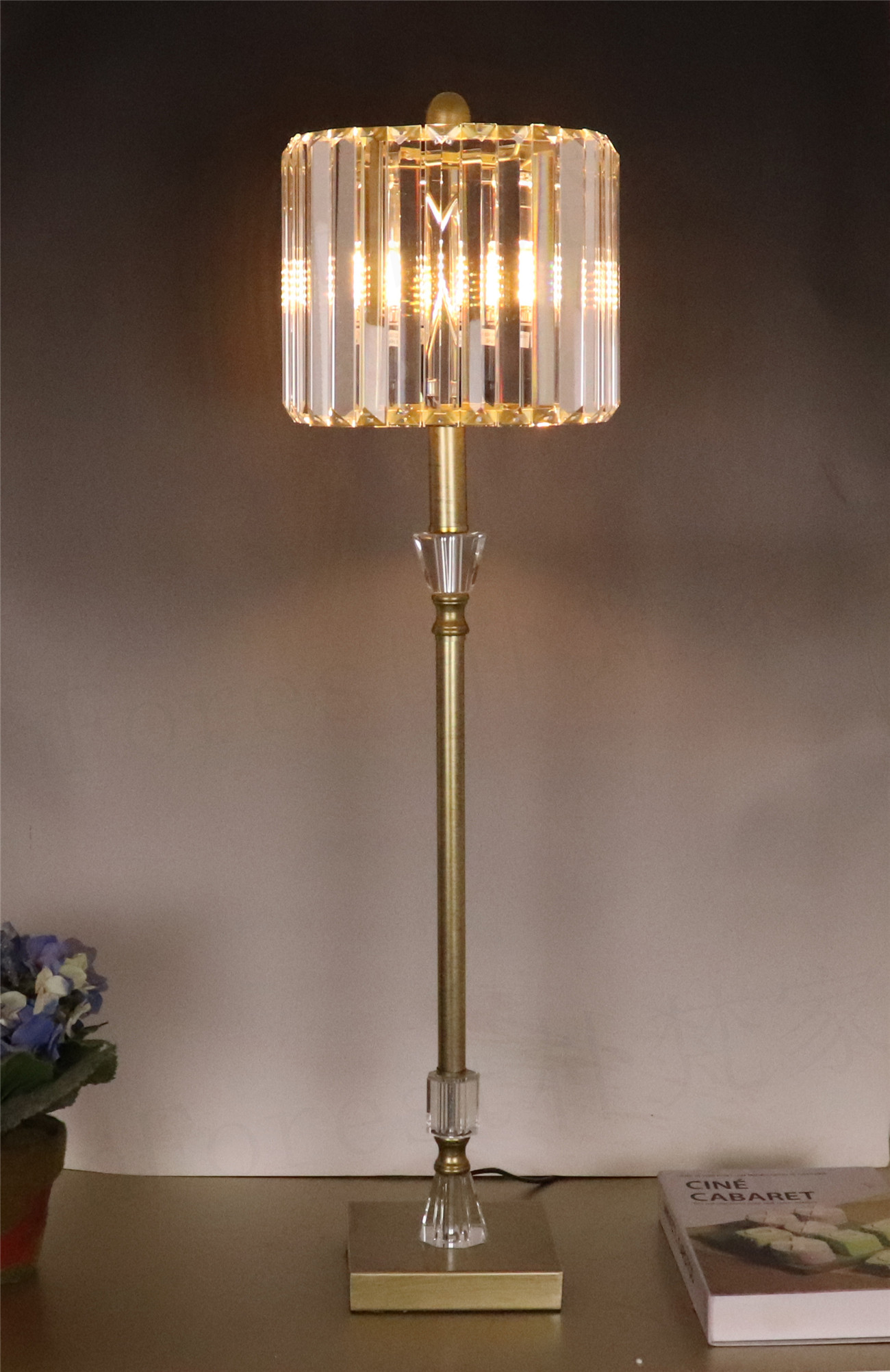 朴梵美式简约轻奢风格水晶台灯 客厅玄关卧室床头装饰台灯