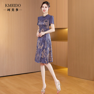 高端精致气质新中式中国风改良旗袍小个子连衣裙夏天中年妈妈高贵