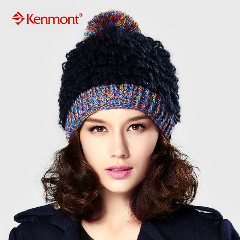 女士秋冬天粗毛线帽子时尚潮流帽子保暖针织帽——kenmont卡蒙专卖店
