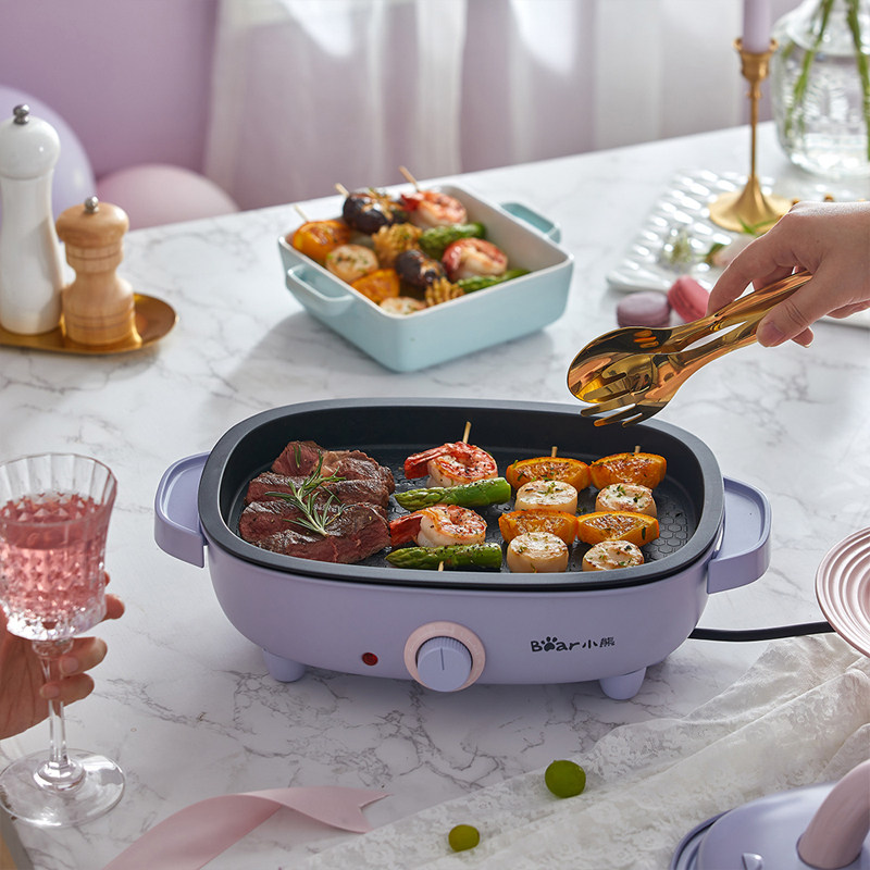 小熊电烤炉家用无烟烧烤火锅烤肉盘电烤盘烤肉锅烧烤炉铁板烧盘烤串机