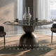 黑玫瑰天然大理石餐桌圆桌奢石家用意式高端圆形别墅桌子高级感