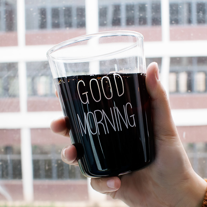 人气创意高硼硅GOOD MORNING玻璃杯学生牛奶饮料果汁杯耐热茶水杯