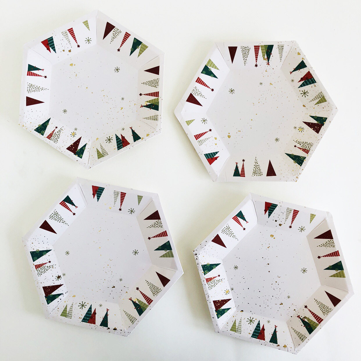 圣诞节装饰盘子一次性纸盘白色圣诞树圣诞老人餐具餐盘小朋友盘子