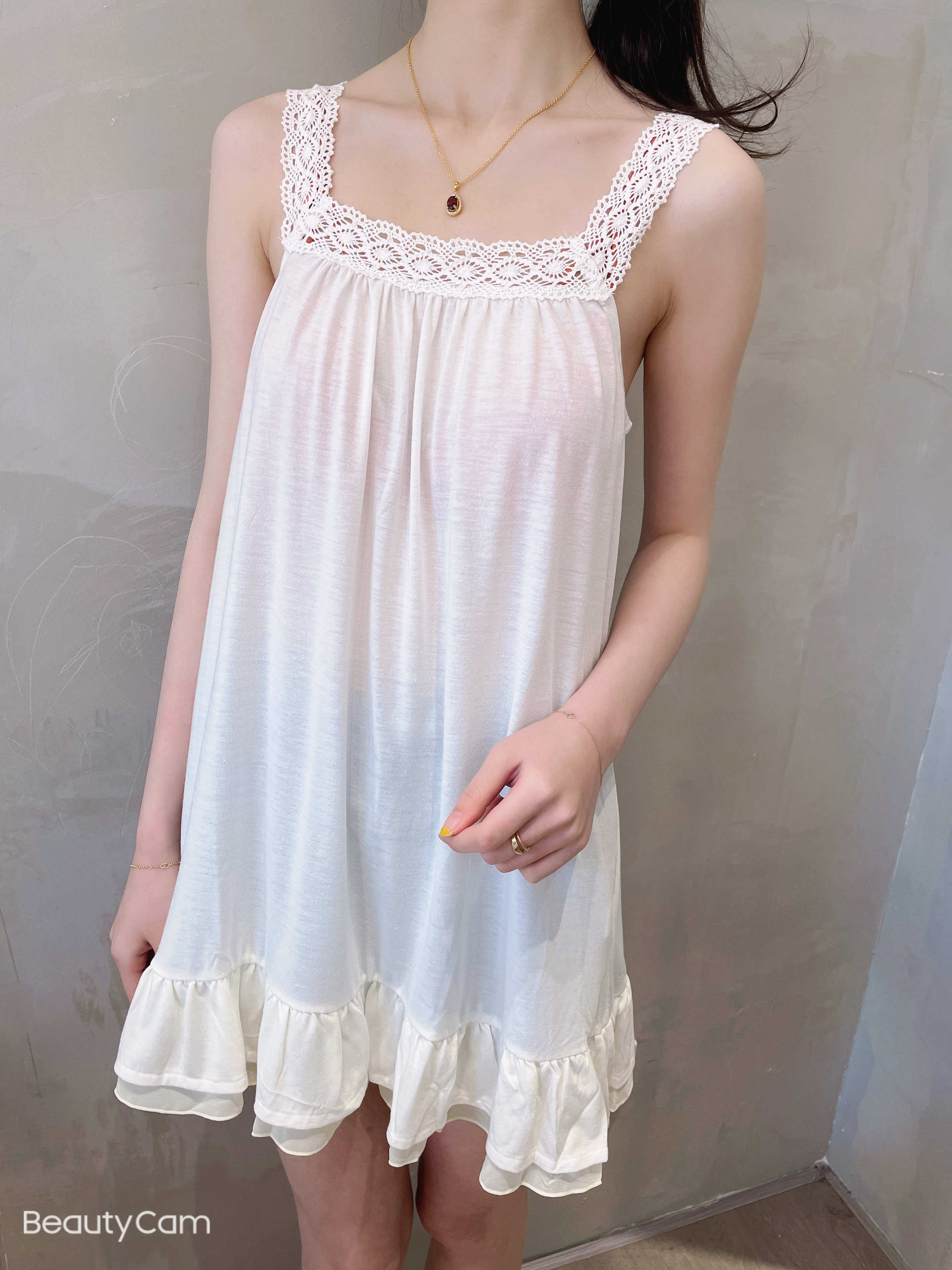 夏季新款女士背带蕾丝镂空吊带连衣裙睡裙居家清凉女人味性感修身