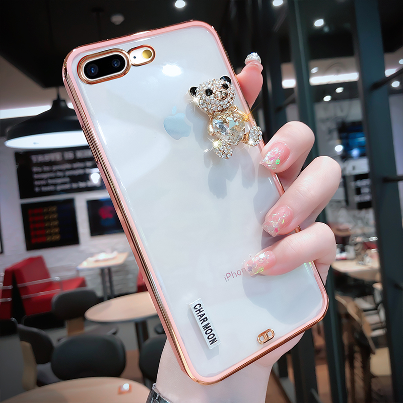 苹果7plus手机壳高档透明iphone7p硅胶防摔软壳8plus个性创意奢华水钻