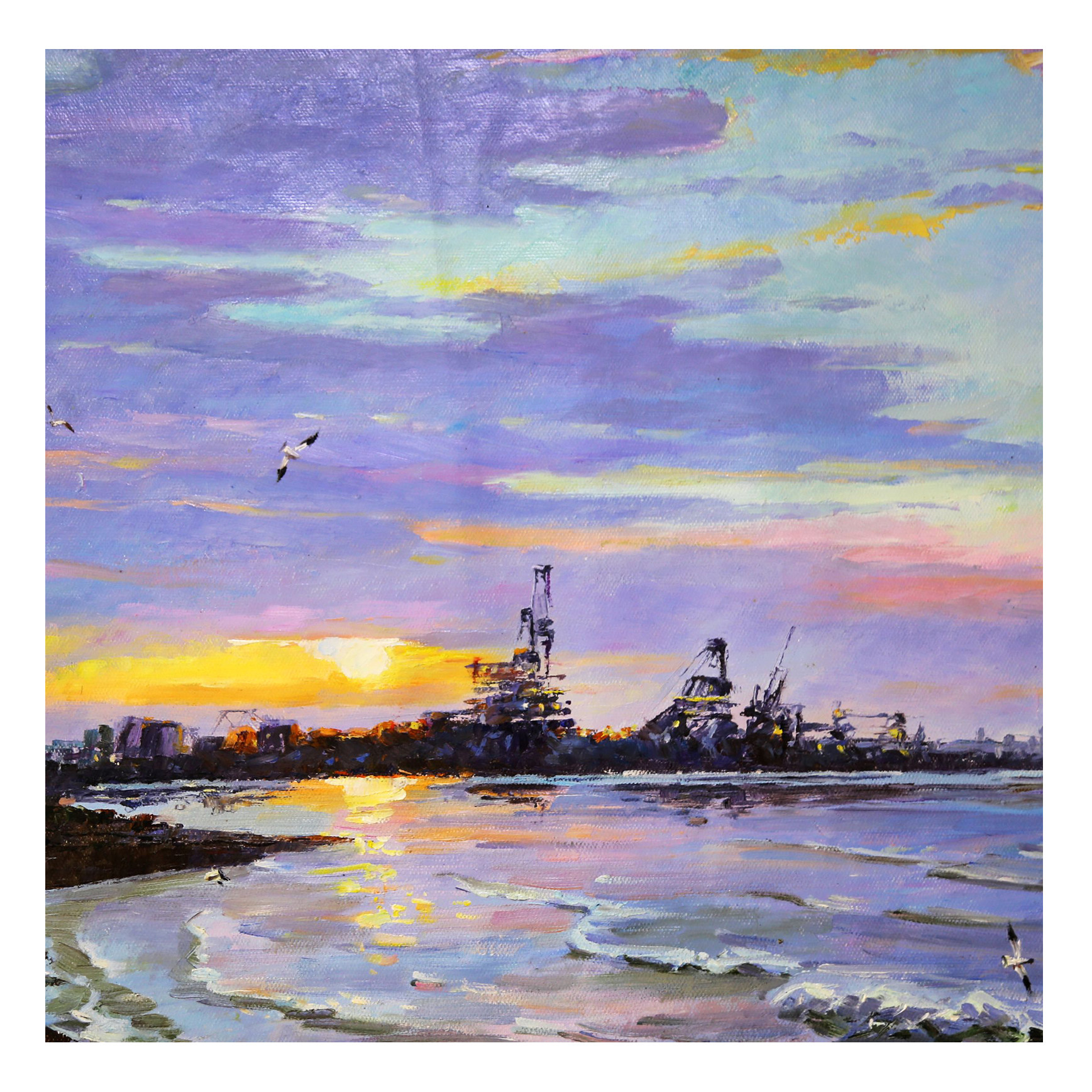 (朝鲜)申于《迷人的海港》三池渊美术创作社 星朝画廊