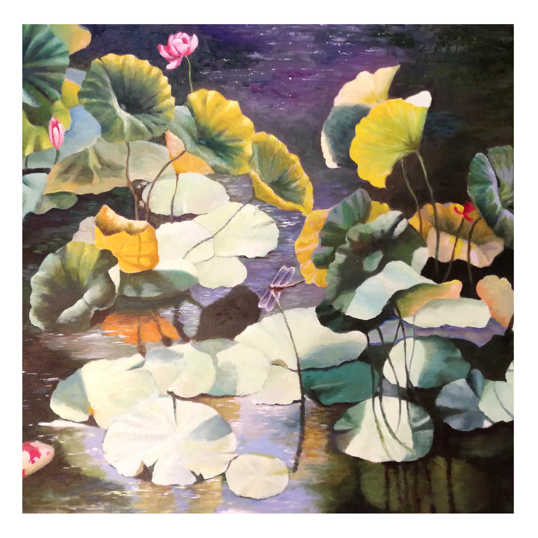 (朝鲜)1.6米 金京日《荷塘锦鲤》白虎美术创作社 星朝画廊