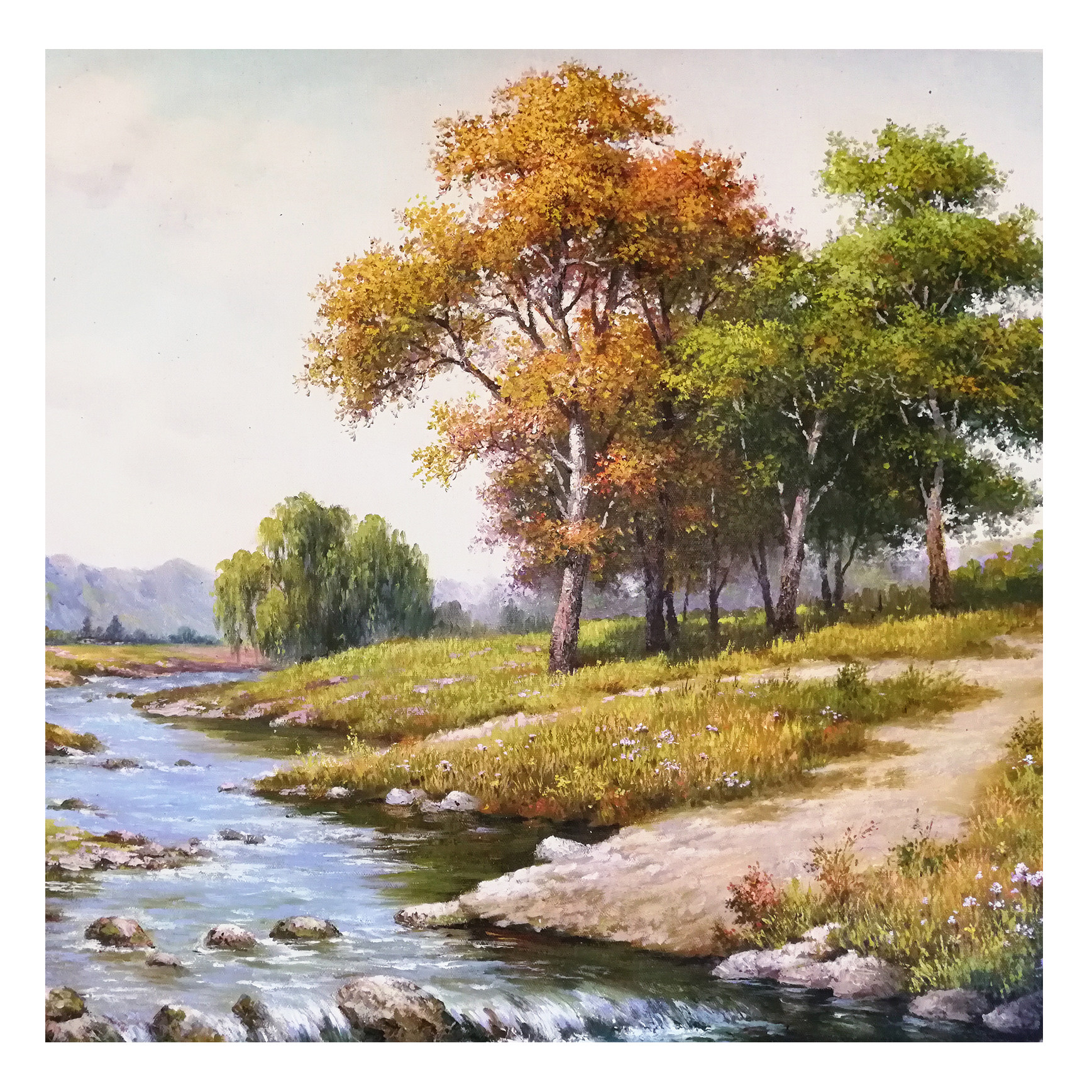 (朝鲜) 原哲《潺潺溪流》平壤美术大学 星朝画廊