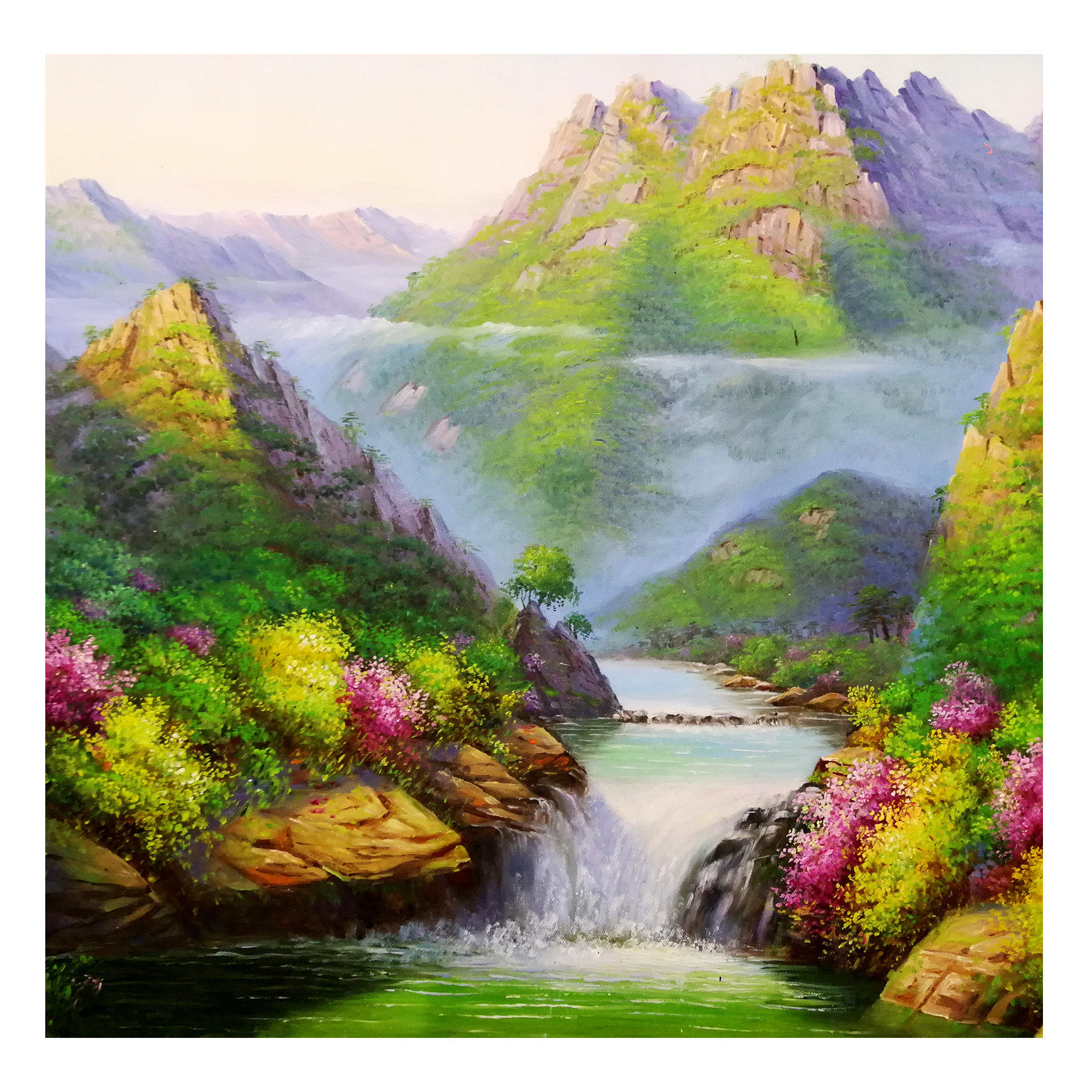 (朝鲜)雪京《高山流水》平壤美术大学 星朝画廊
