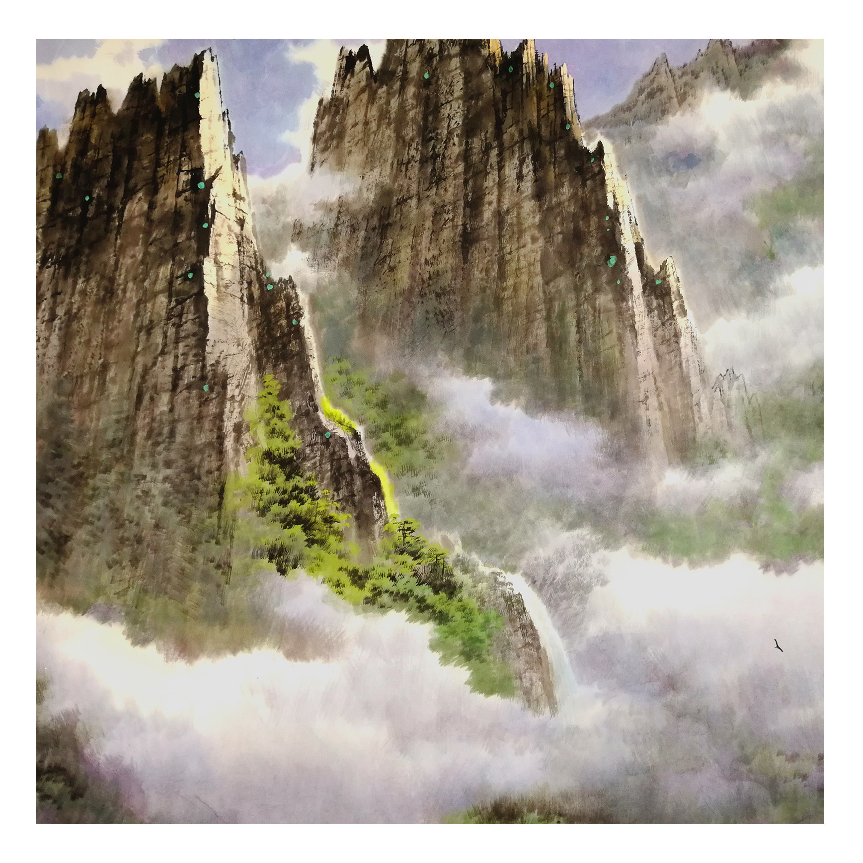 (朝鲜)人民画家 明时焕《天下名山金刚山的雨后》平壤美术大学