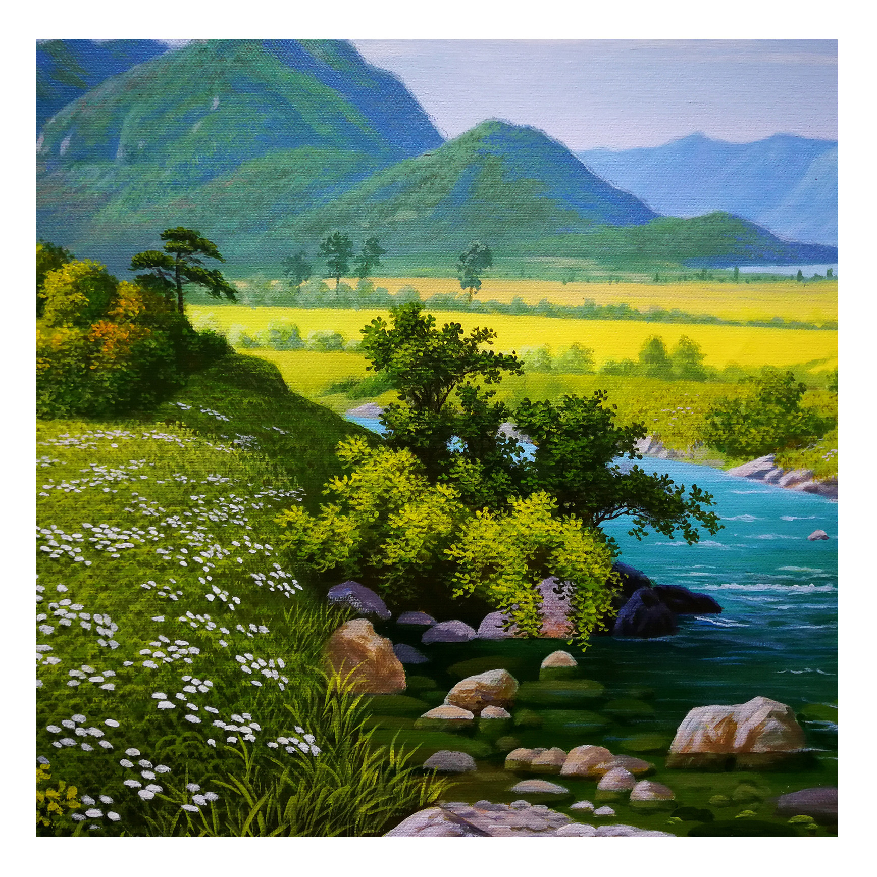 (朝鲜)崔革《生机勃勃的田野》铁道美术创作社 星朝画廊