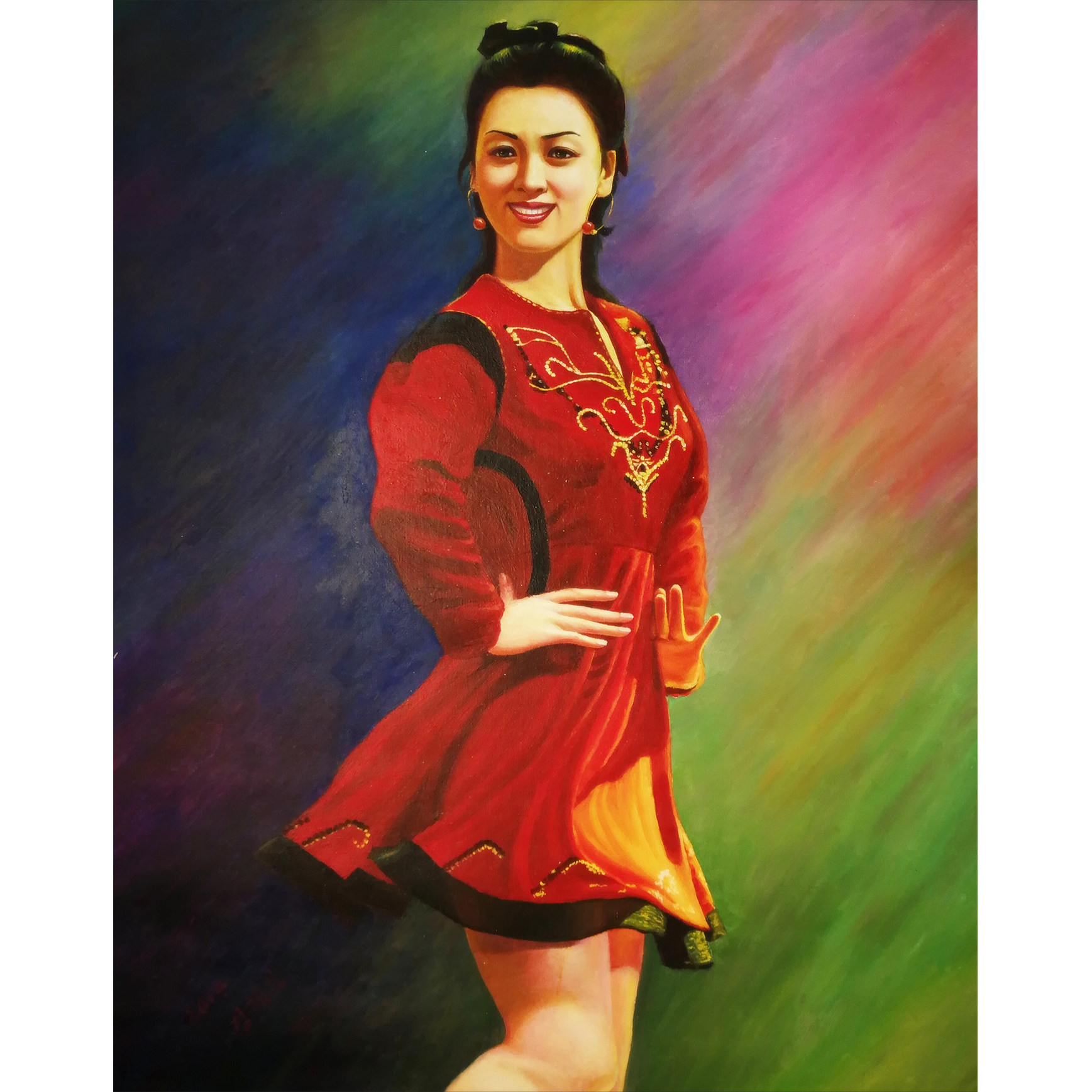 (朝鲜)金京日《舞蹈的女子》平壤美术大学 星朝画廊