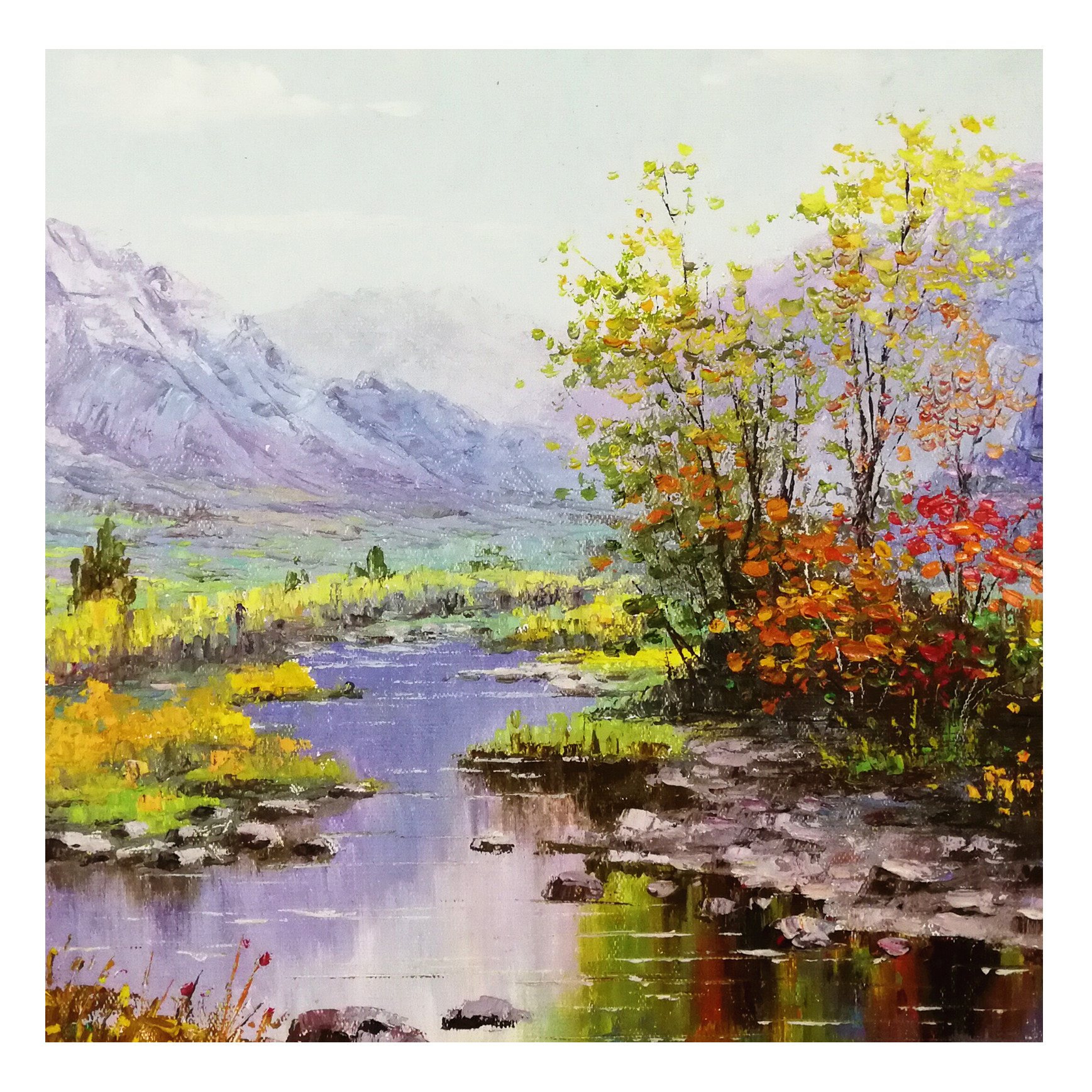 (朝鲜)成恩《山谷中的溪流》平壤美术大学 星朝画廊