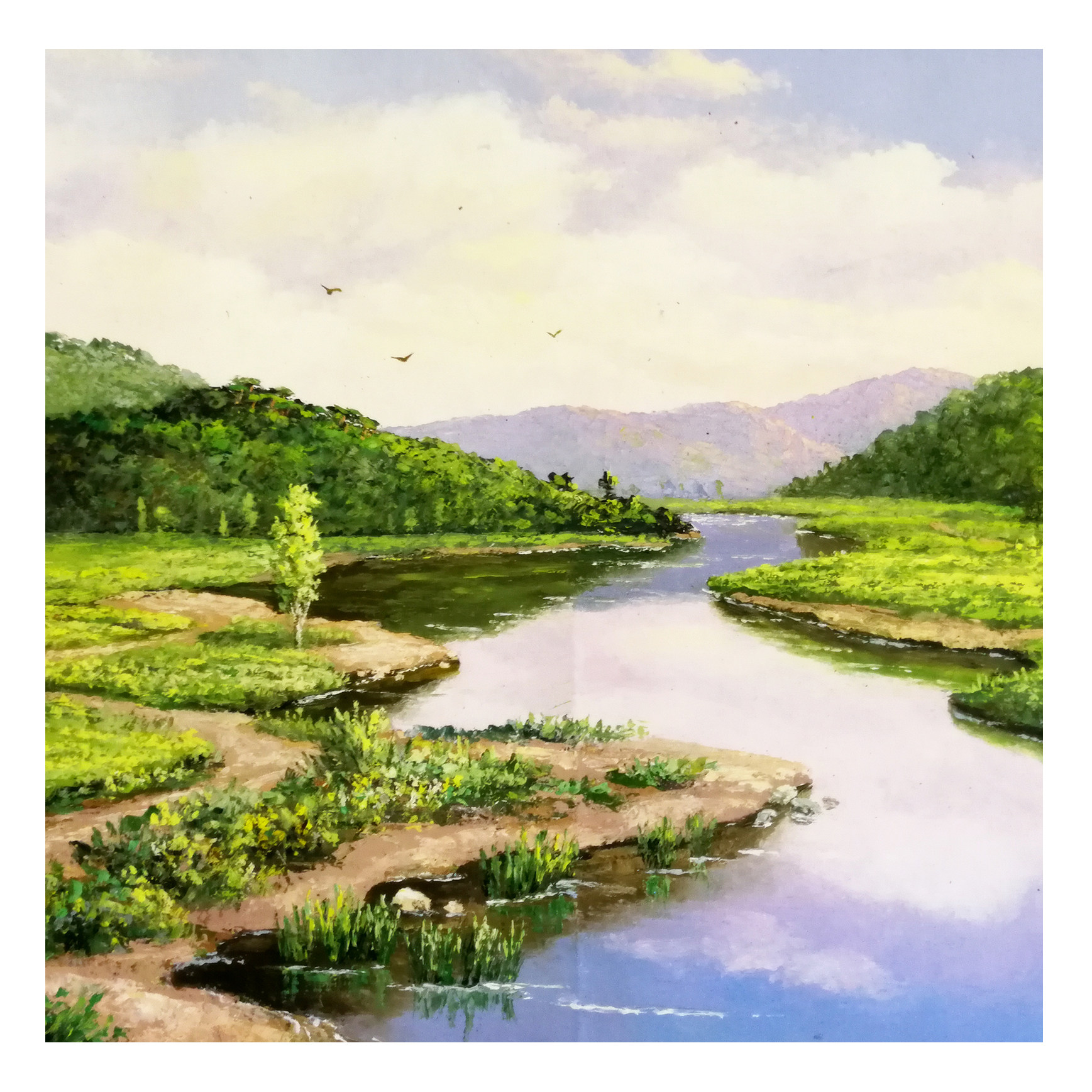 (朝鲜)绢林《春天的湖水》中央美术创作社 星朝画廊