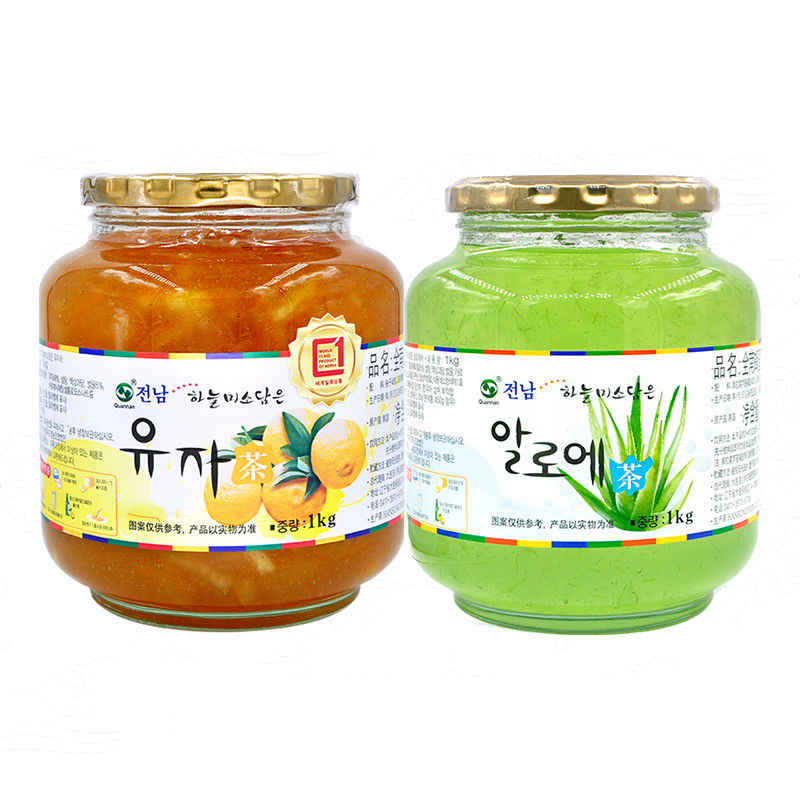 【全南旗舰店】韩国进口全南蜂蜜柚子茶1kg全南蜂蜜芦荟茶1kg组合