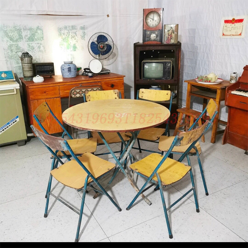 怀旧老物件农村7080年代老旧家具办公桌电视柜老椅子课桌装饰摆件