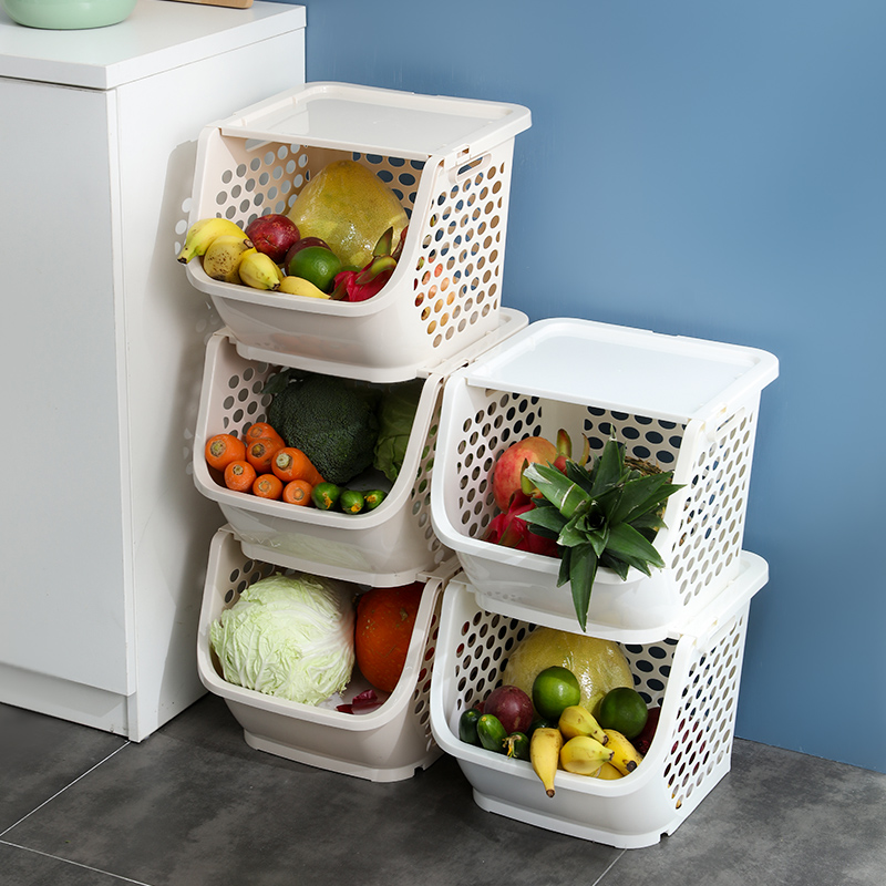 厨房落地蔬菜篮子塑料置物架水果收纳筐家用杂物整理匡储物盒神器