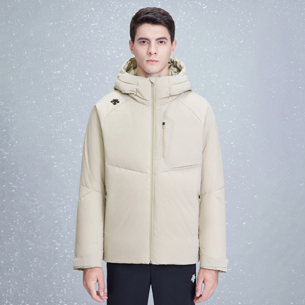 descente迪桑特防风男士连帽运动休闲羽绒服冬新