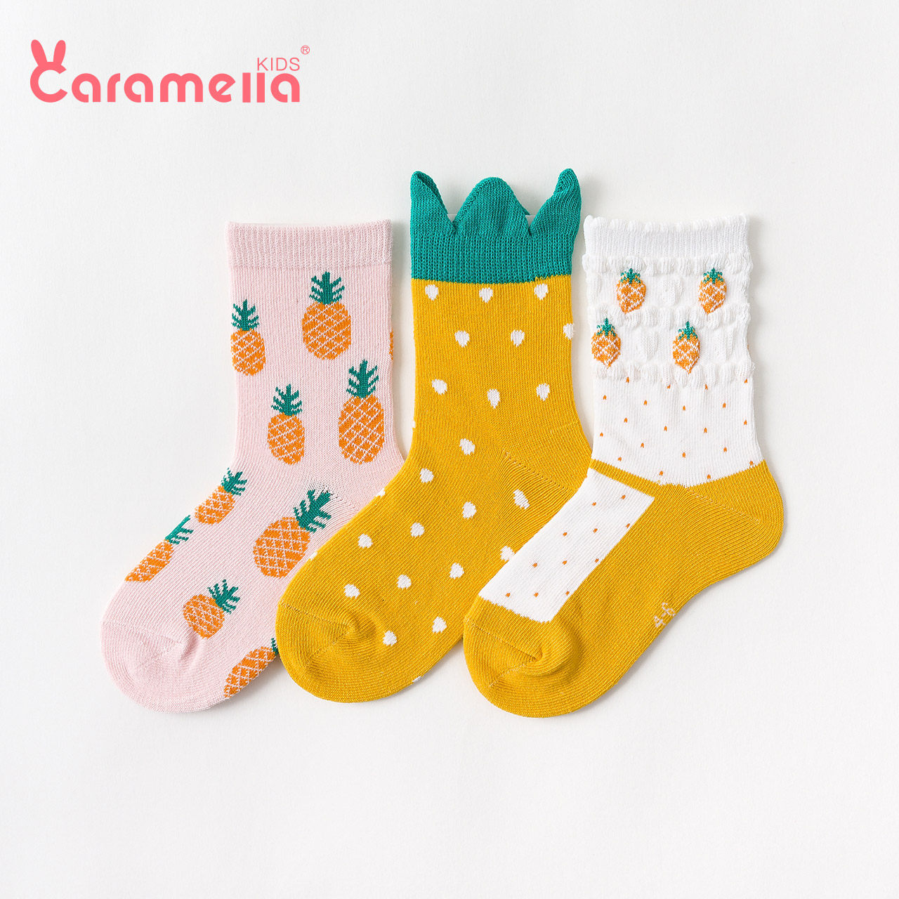 caramella儿童袜子纯棉中筒袜秋冬季男女童袜宝宝袜婴儿亲子袜