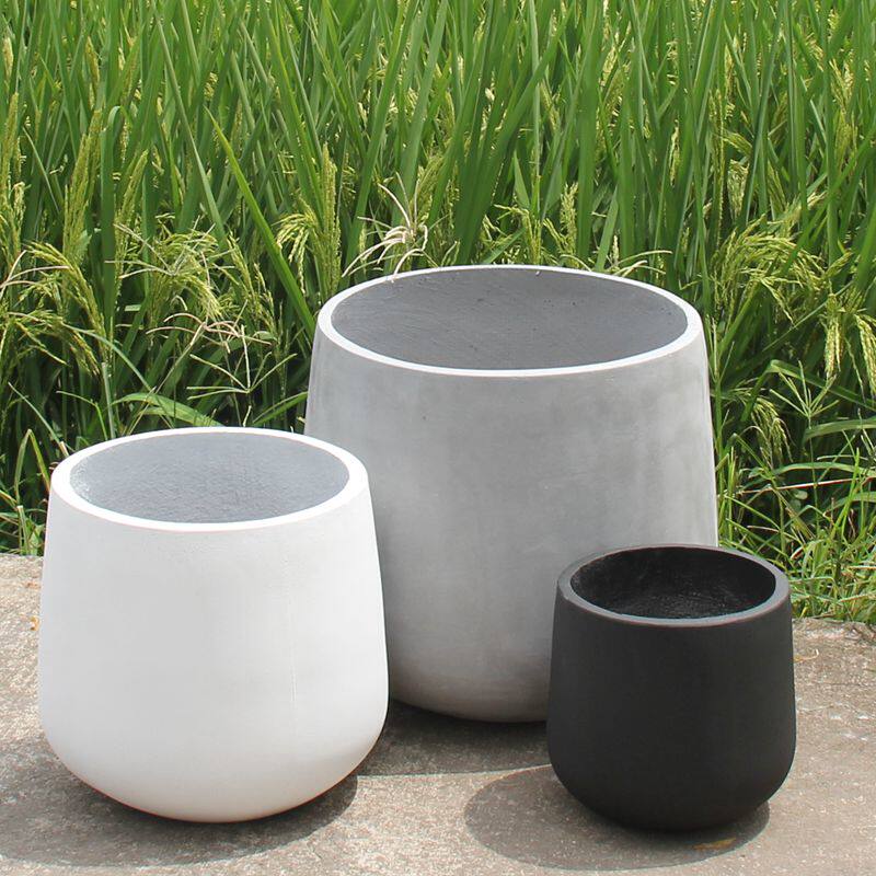 圆形水泥花盆大号龟背竹绿植u型镁泥花箱北欧简约庭院阳台落地盆