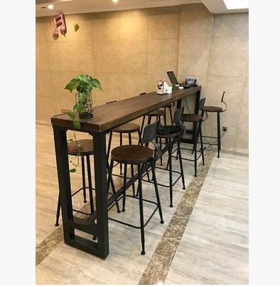 工艺品铁艺的优惠券大全—美式铁艺靠墙吧桌长桌吧台桌椅高脚桌简约