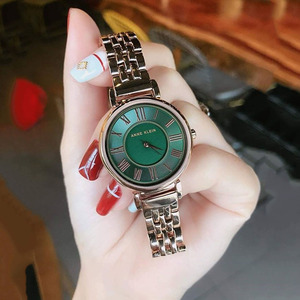 美国代购腕表anne klein绿表盘罗马刻度简约石英女手表2158gnrg