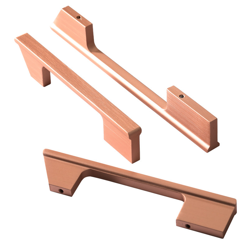 玫瑰金拉手拉丝粉金大衣柜门橱柜2021木里轻奢高档高端定制把手