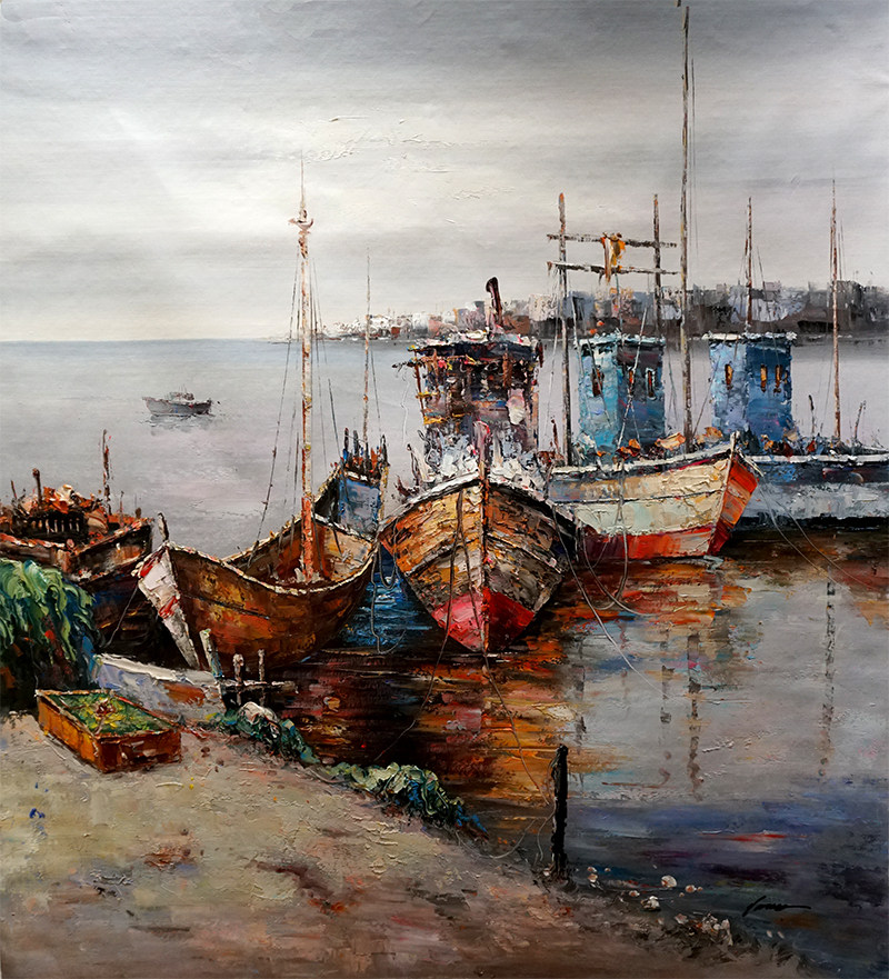 曹平《港湾》布面油彩 职业画家