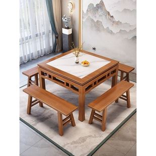 新款八仙桌实木正方形四方中式餐桌农村老式中堂家用饭店吃饭桌子