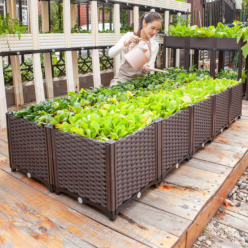 家庭阳台蔬菜种植箱楼顶种菜神器花园种菜盆加厚塑料长方形花盆