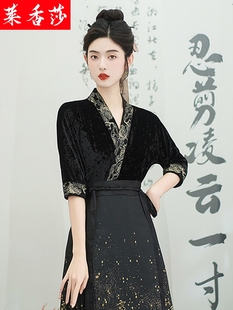 古风汉服搭配马面裙的V领上衣女新中式国风衬衫夏季汉元素衬衣