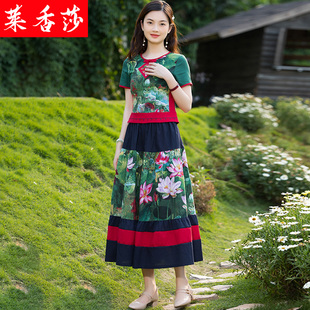 民族风唐装短款小衫棉麻茶服大码中国风女装改良旗袍式上衣两件套